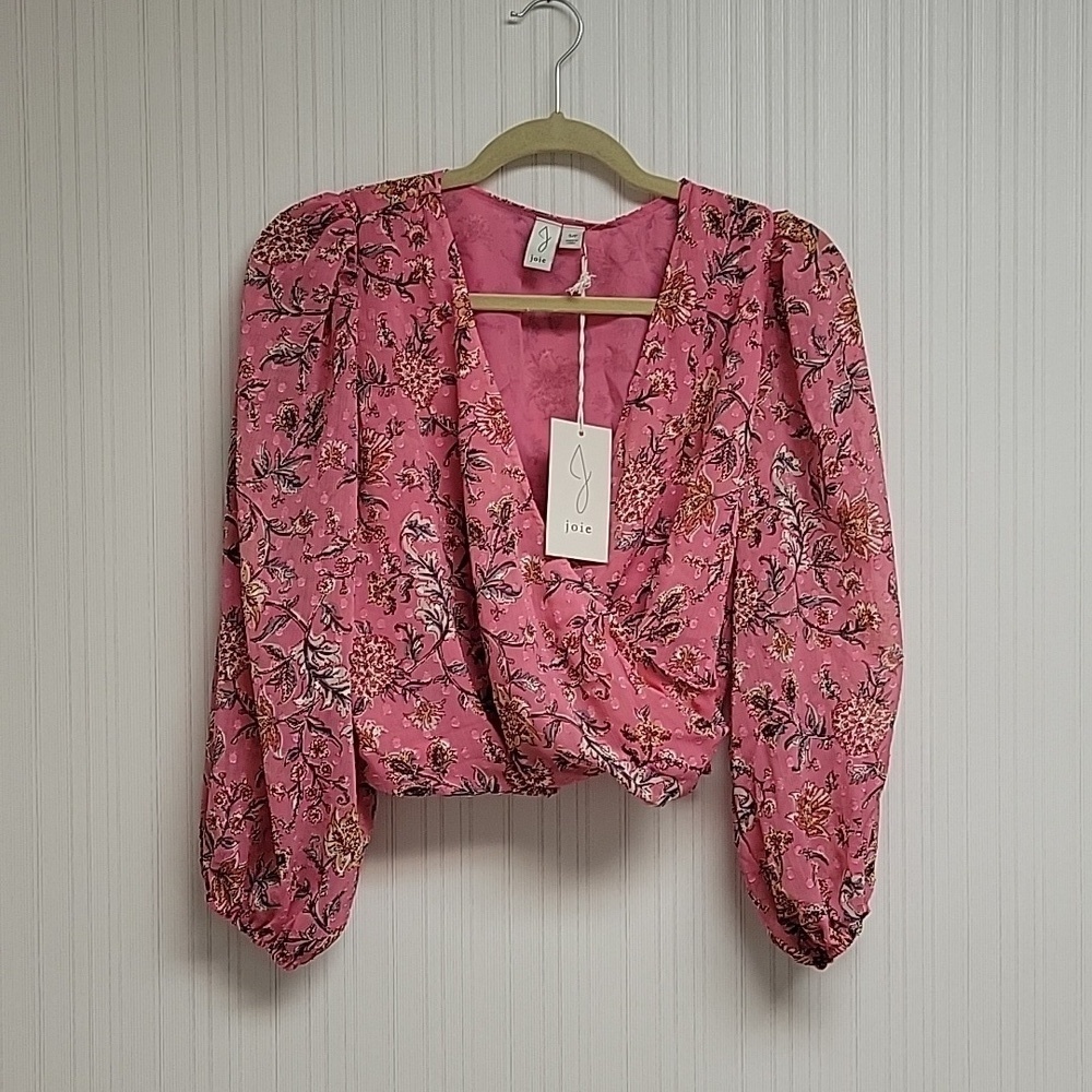 Joie pink floral 3/4 sleeve peasant blouse small New fairy whimsigoth boho